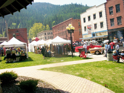 Railroad Depot Museum lawn during the 2012 Depot Day Car Show in Wallace Idaho