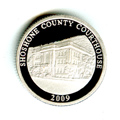 one-third Troy ounce Shoshone County Courthouse .999 fine silver round