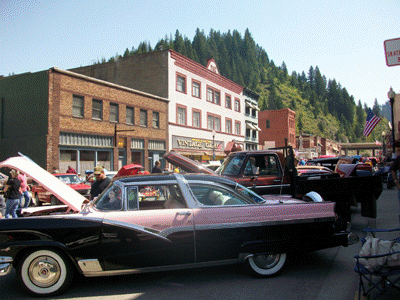 west Cedar Street during the 2012 Depot Day Car Show in Wallace Idaho